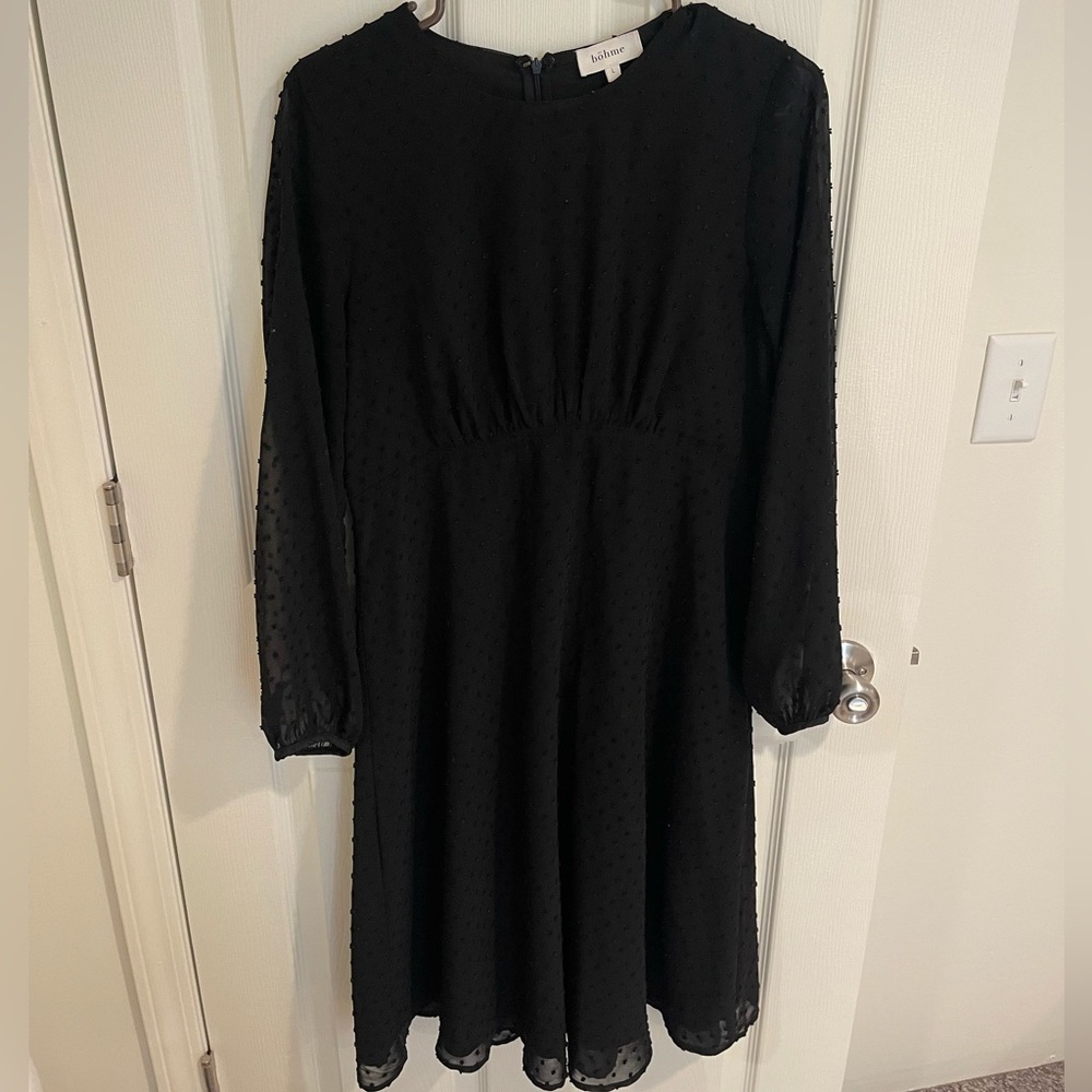 Bohme Black Dotted Midi Dress